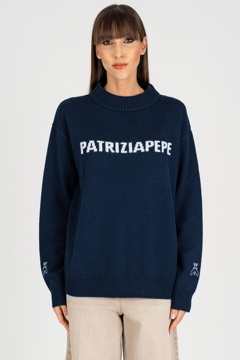 Maglia Logo Jacquard Navy
