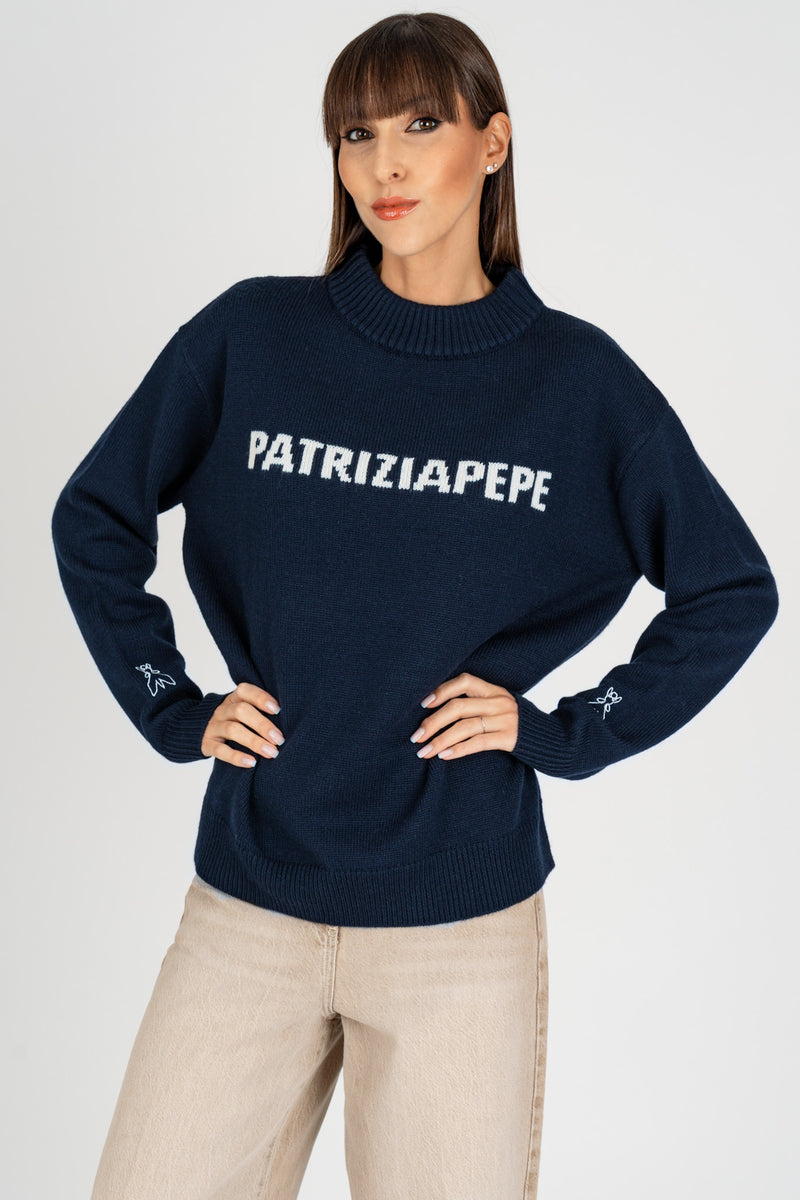 Maglia Logo Jacquard Navy