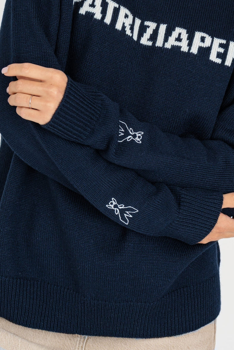 Maglia Logo Jacquard Navy