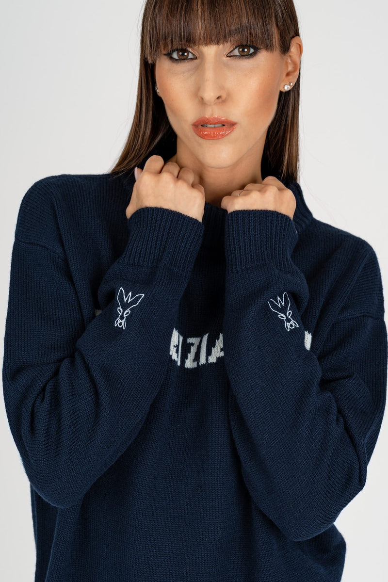 Maglia Logo Jacquard Navy