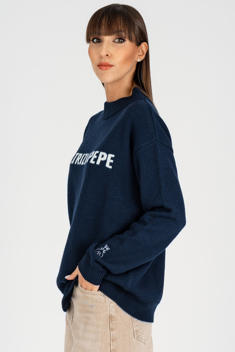 Maglia Logo Jacquard Navy