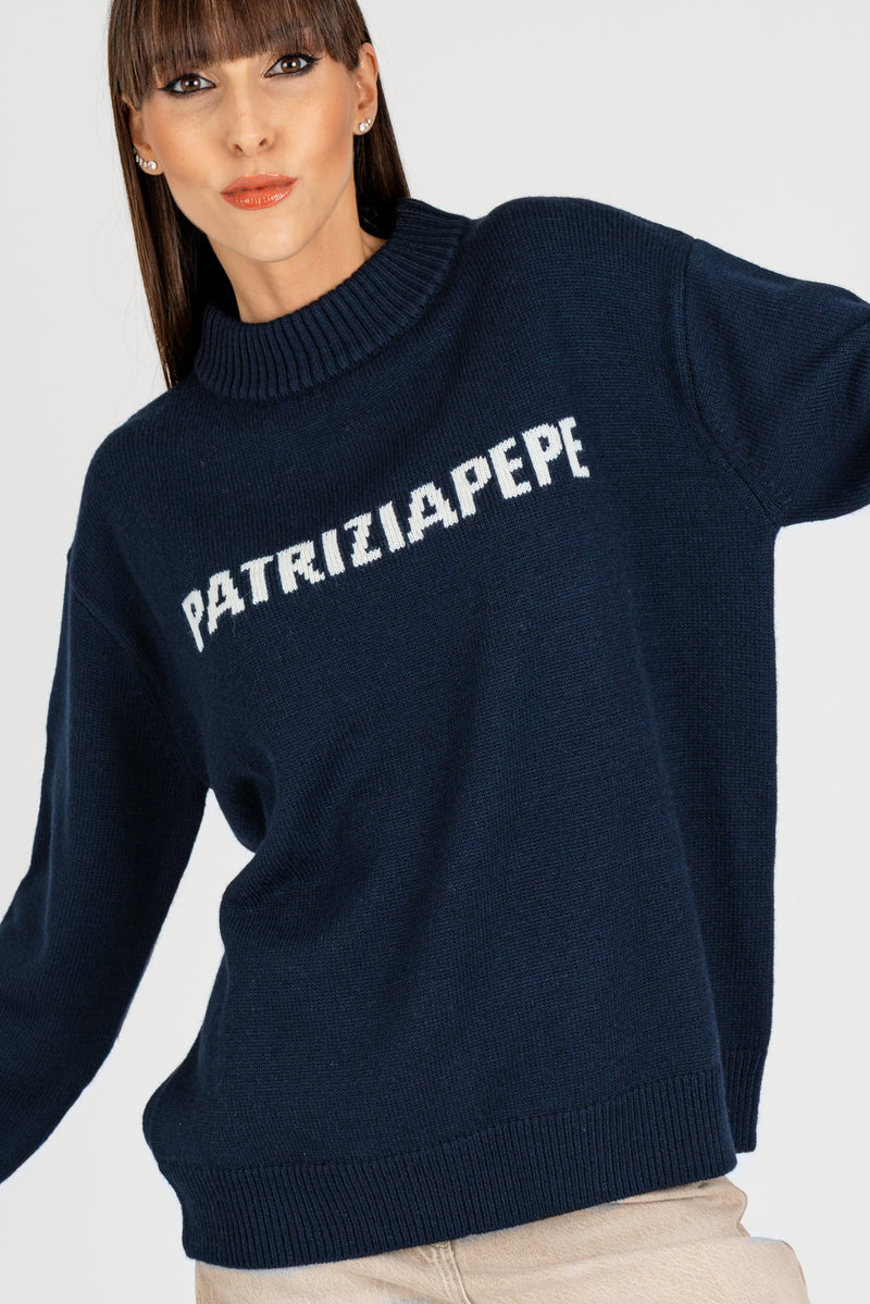 Maglia Logo Jacquard Navy
