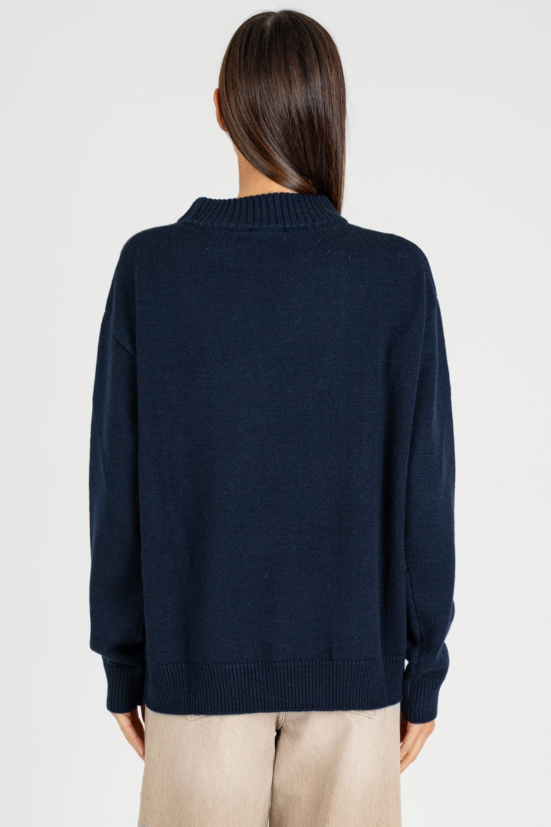 Maglia Logo Jacquard Navy