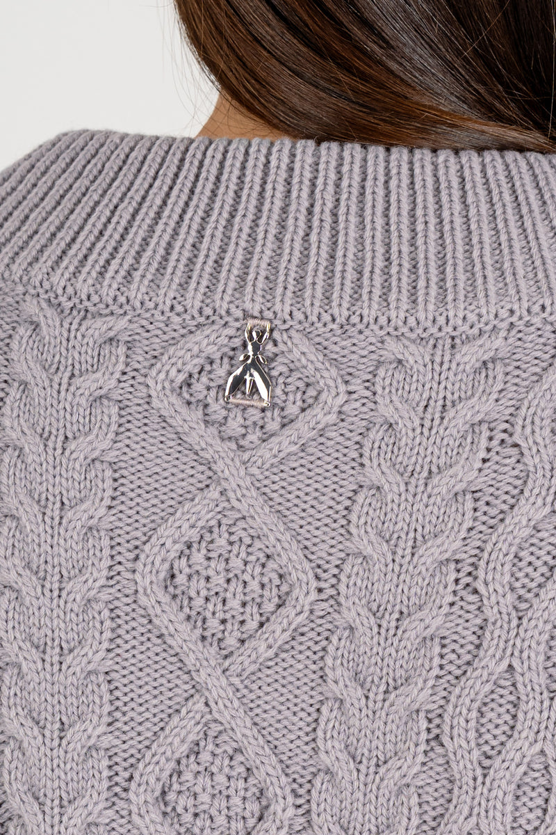Maglia Crop con Trecce Mistery Gray