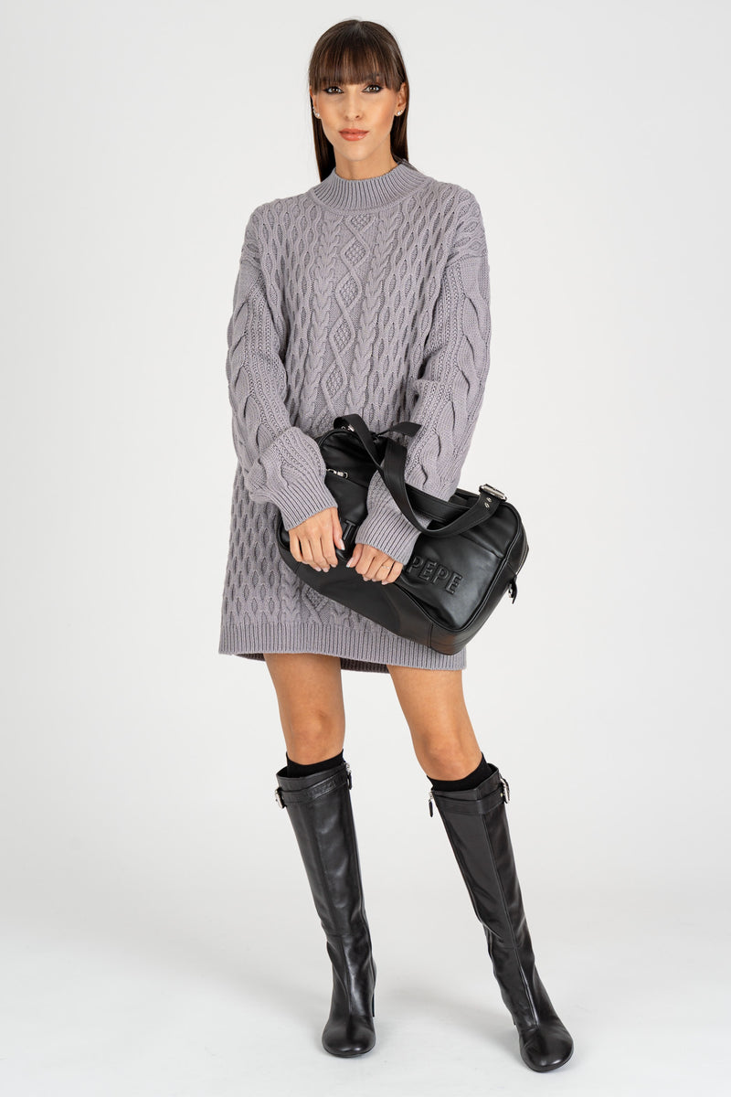 Abito in Maglia Trecce Mistery Gray