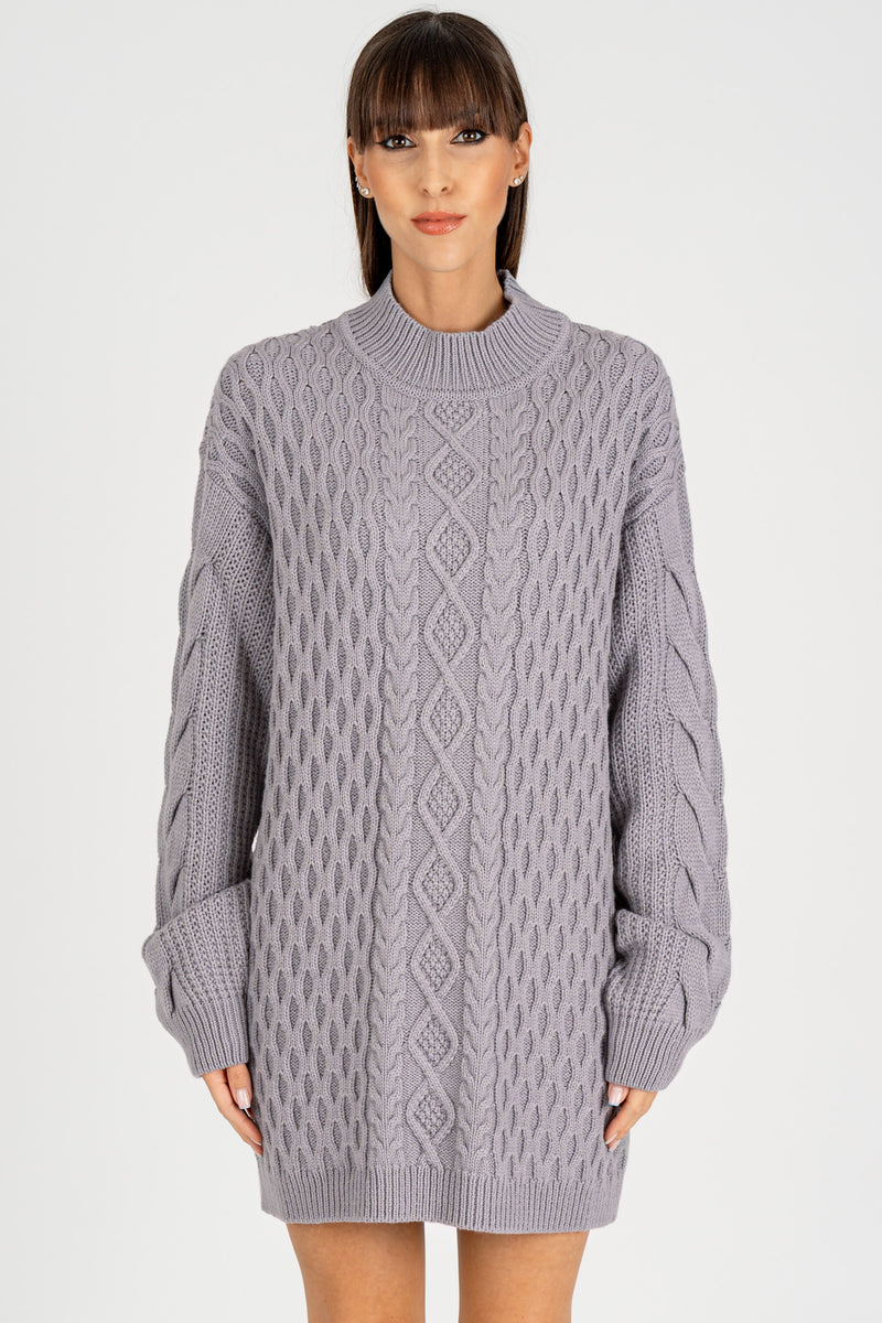 Abito in Maglia Trecce Mistery Gray