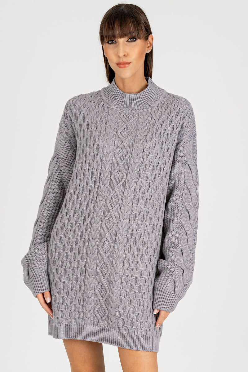 Abito in Maglia Trecce Mistery Gray