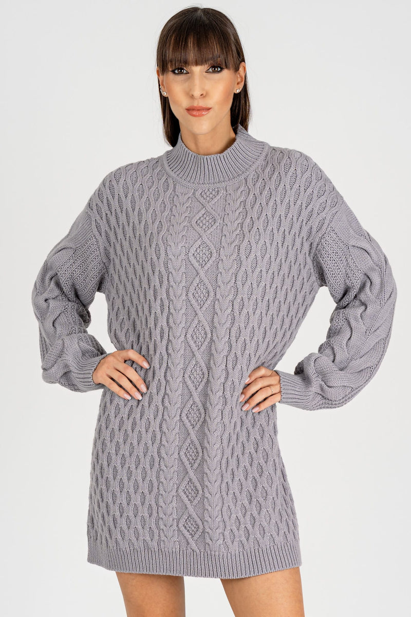 Abito in Maglia Trecce Mistery Gray