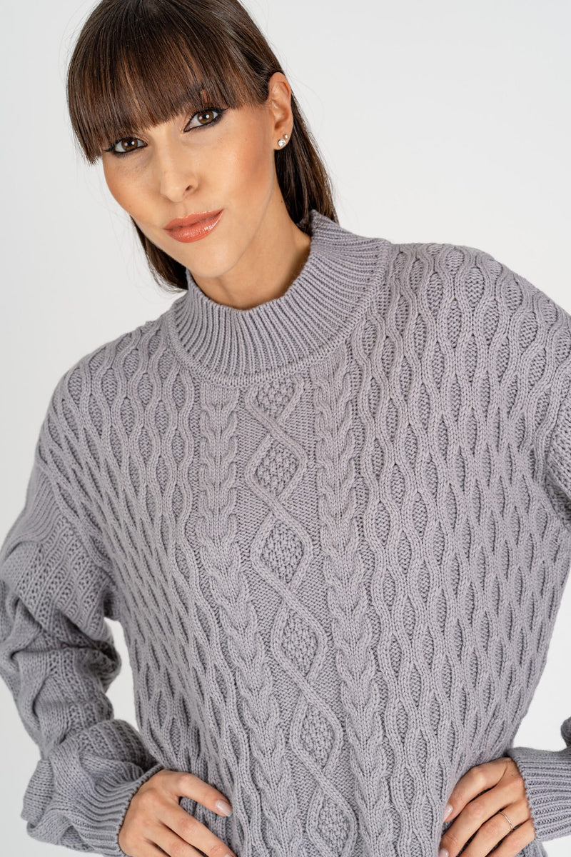 Abito in Maglia Trecce Mistery Gray