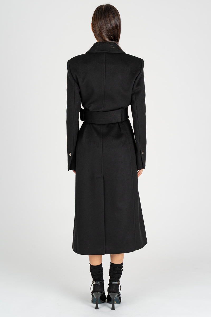 Cappotto con Cintura Nero