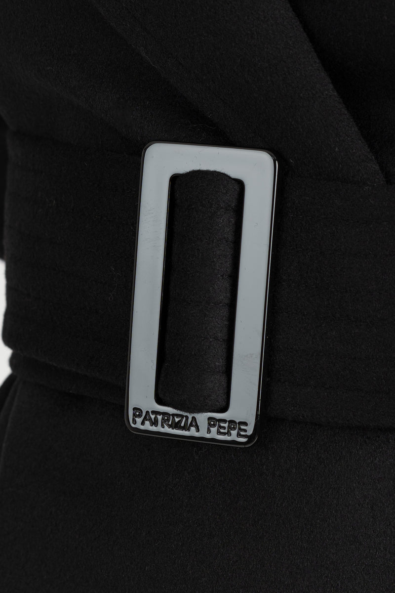 Cappotto con Cintura Nero