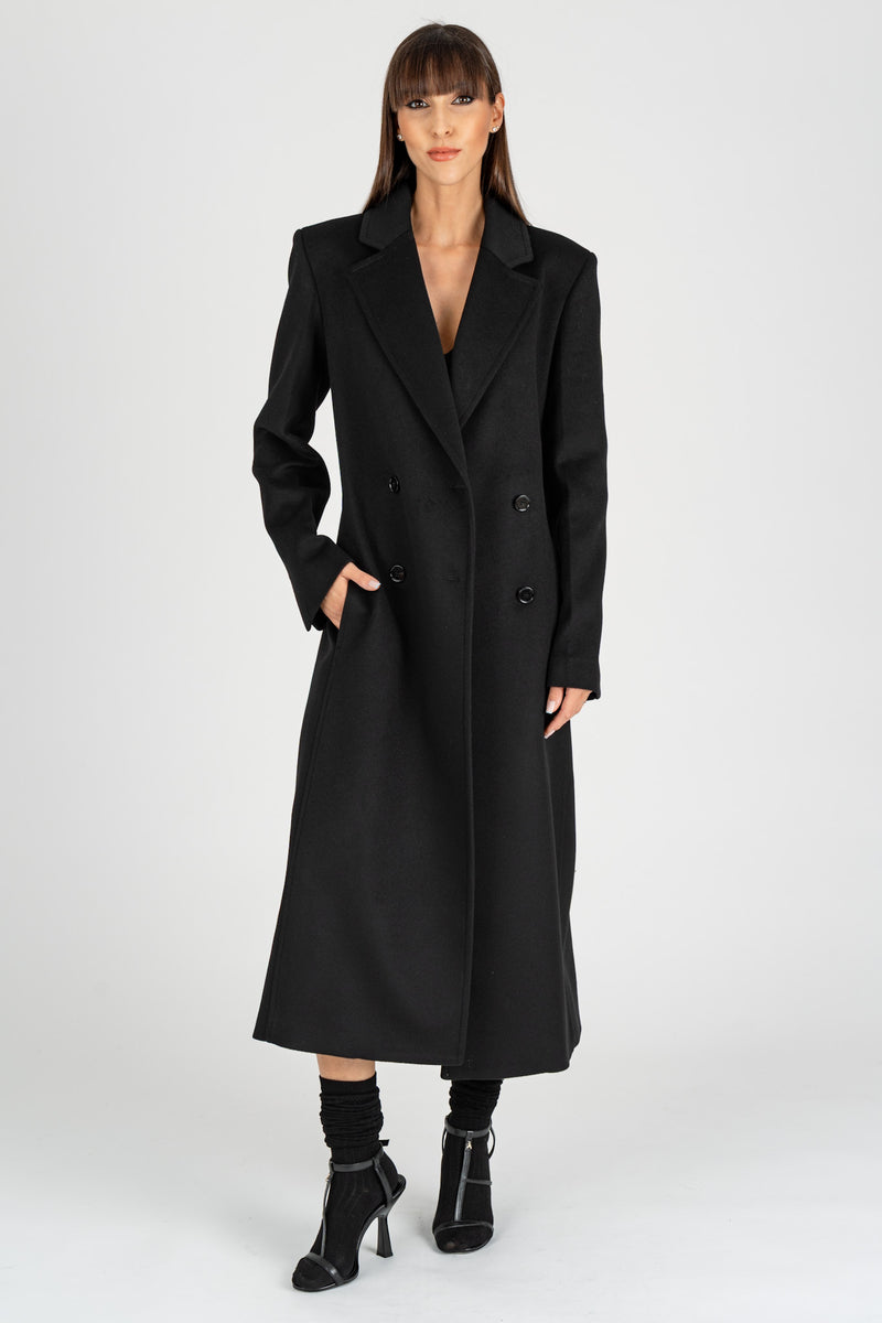 Cappotto con Cintura Nero