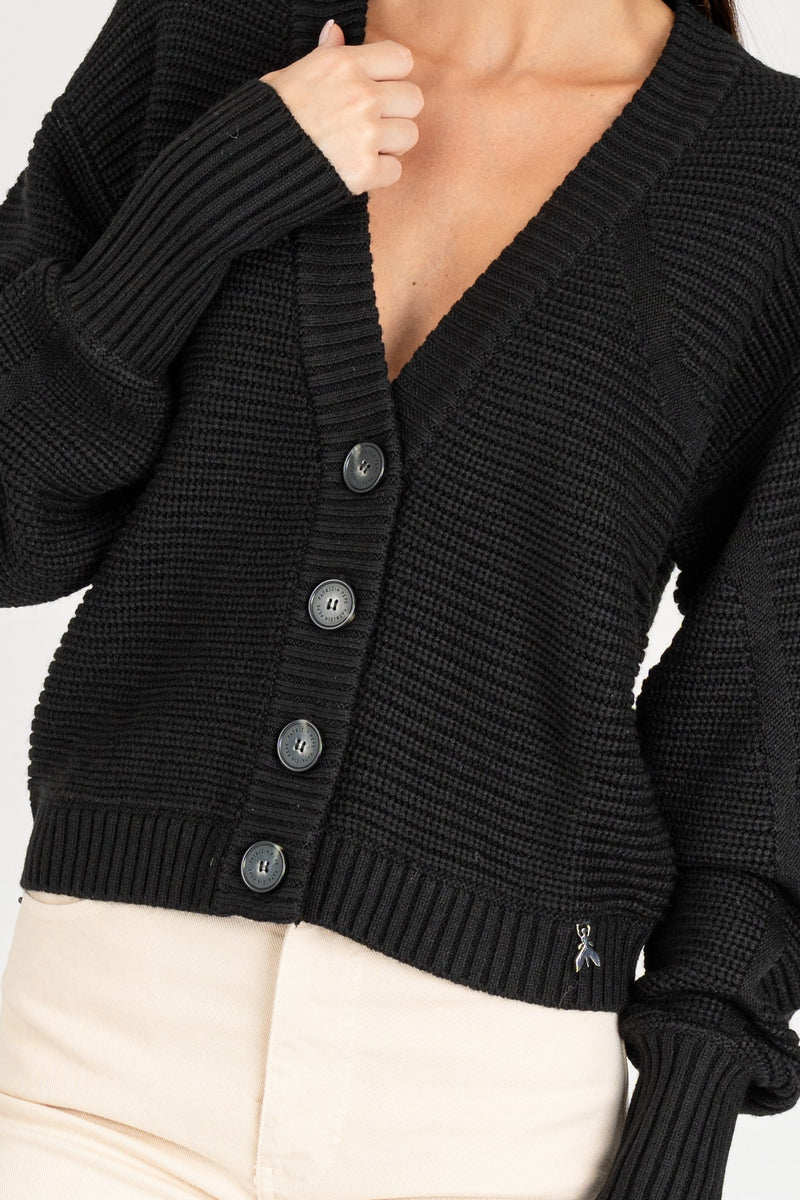 Cardigan Coste Orizzontali Nero