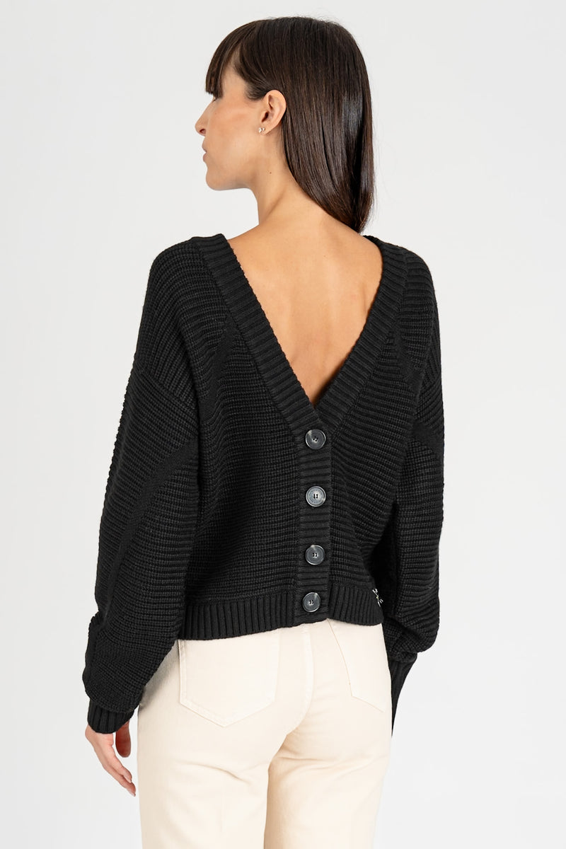 Cardigan Coste Orizzontali Nero