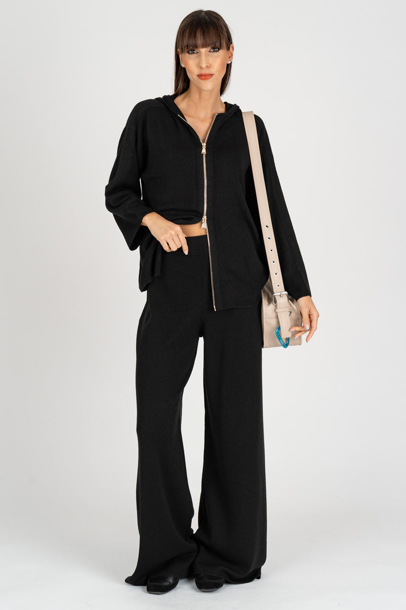 Cardigan con Cappuccio Nero