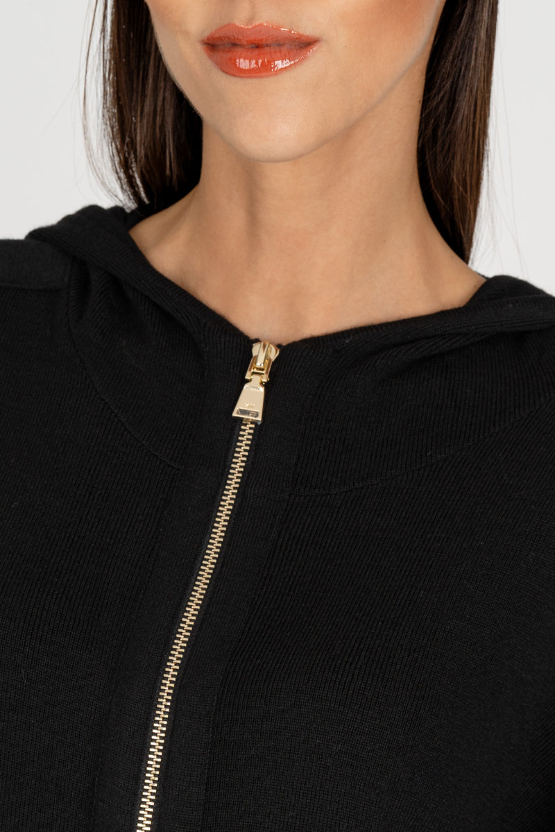 Cardigan con Cappuccio Nero