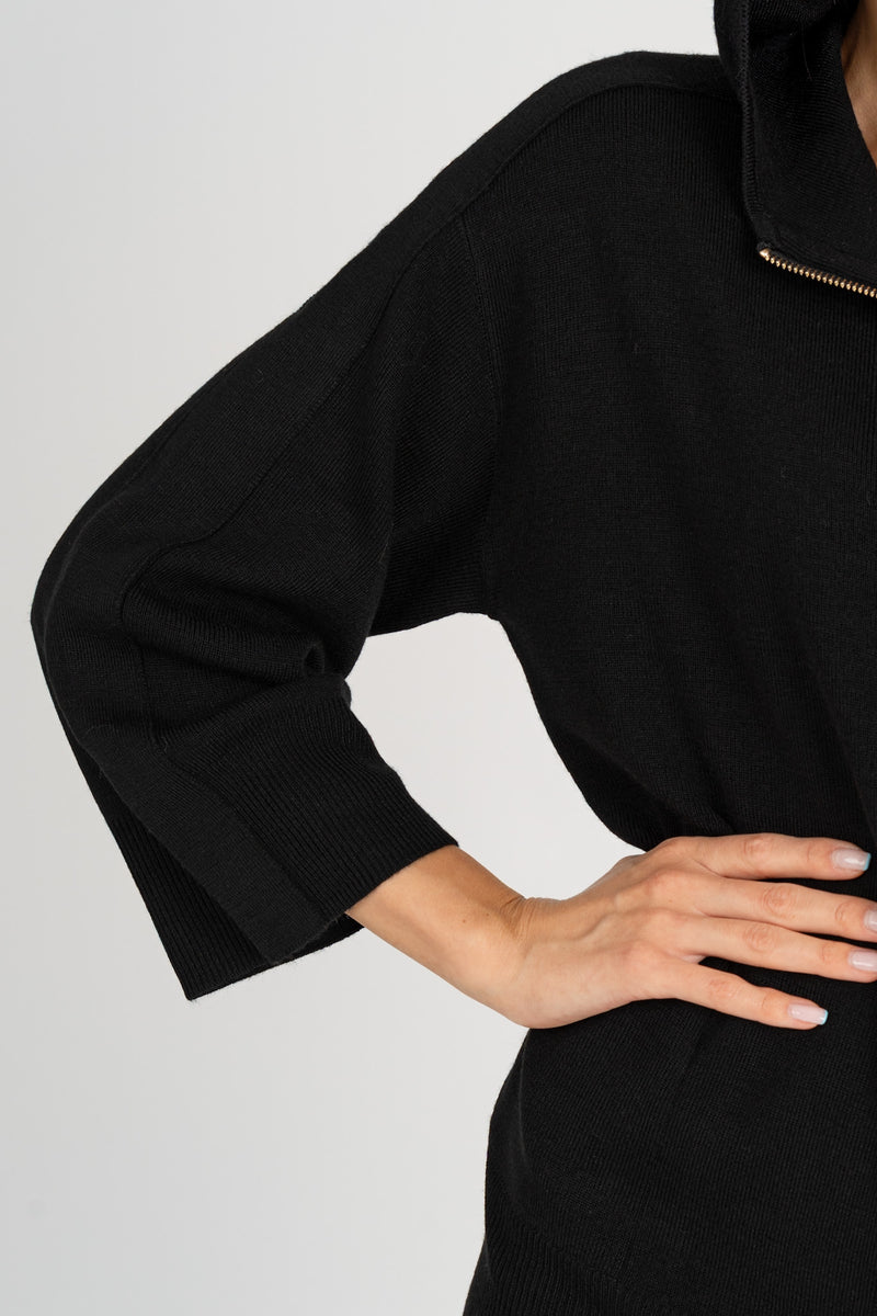 Cardigan con Cappuccio Nero
