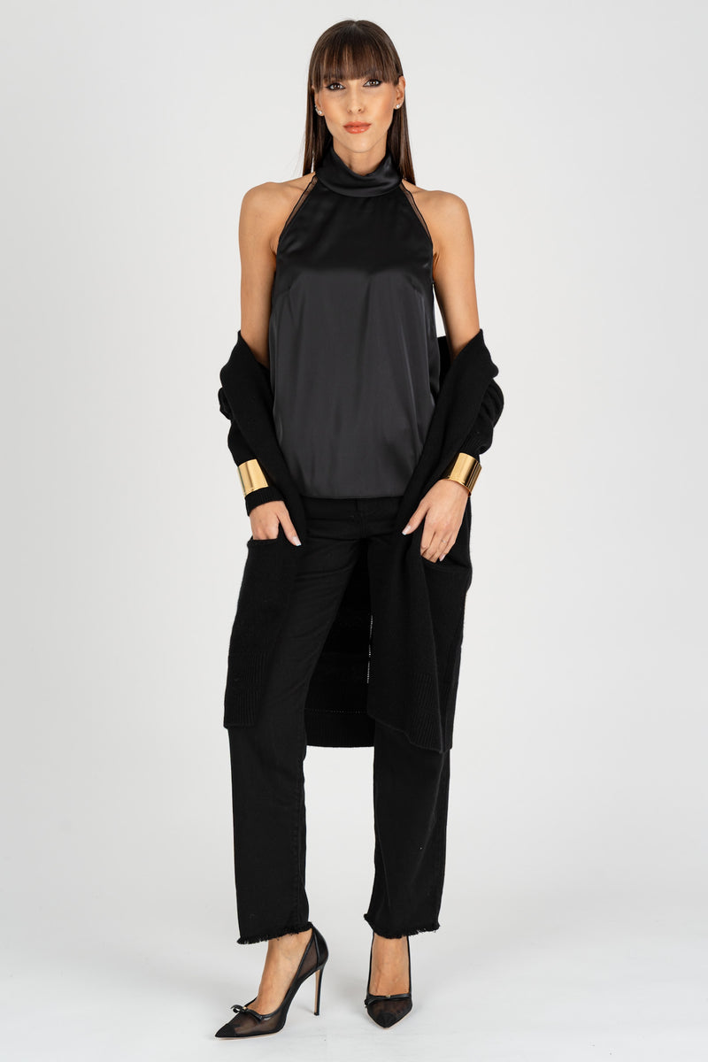 Top Raso Poly Nero