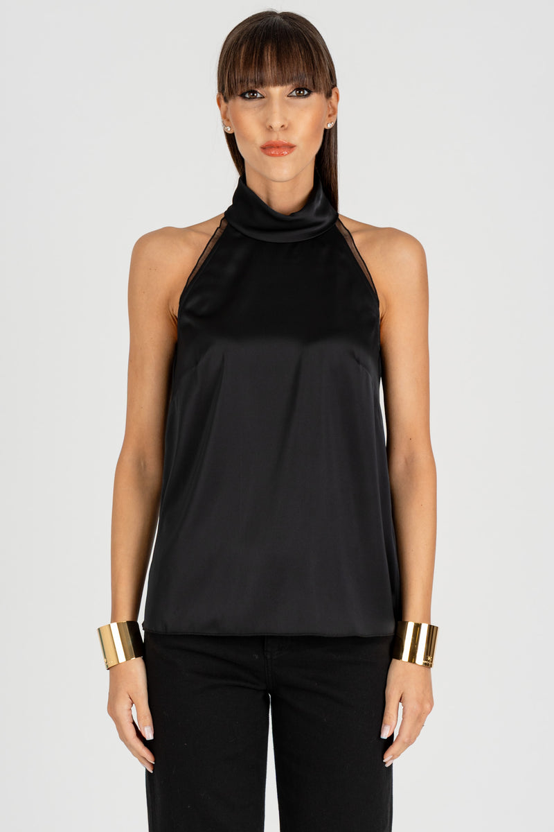 Top Raso Poly Nero