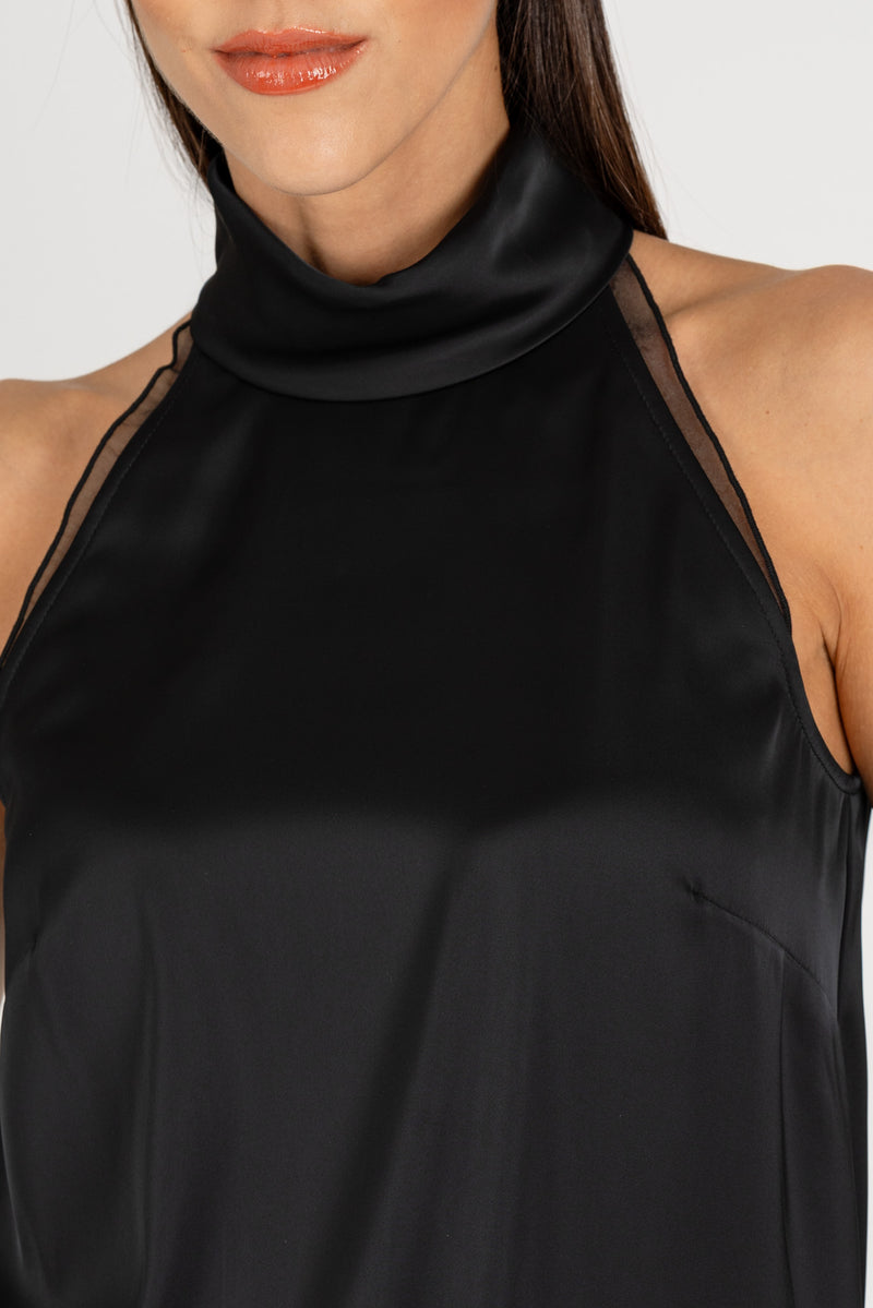 Top Raso Poly Nero
