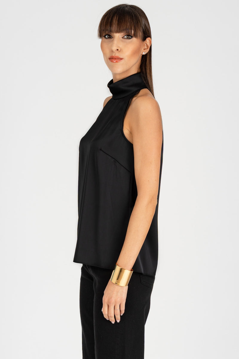 Top Raso Poly Nero