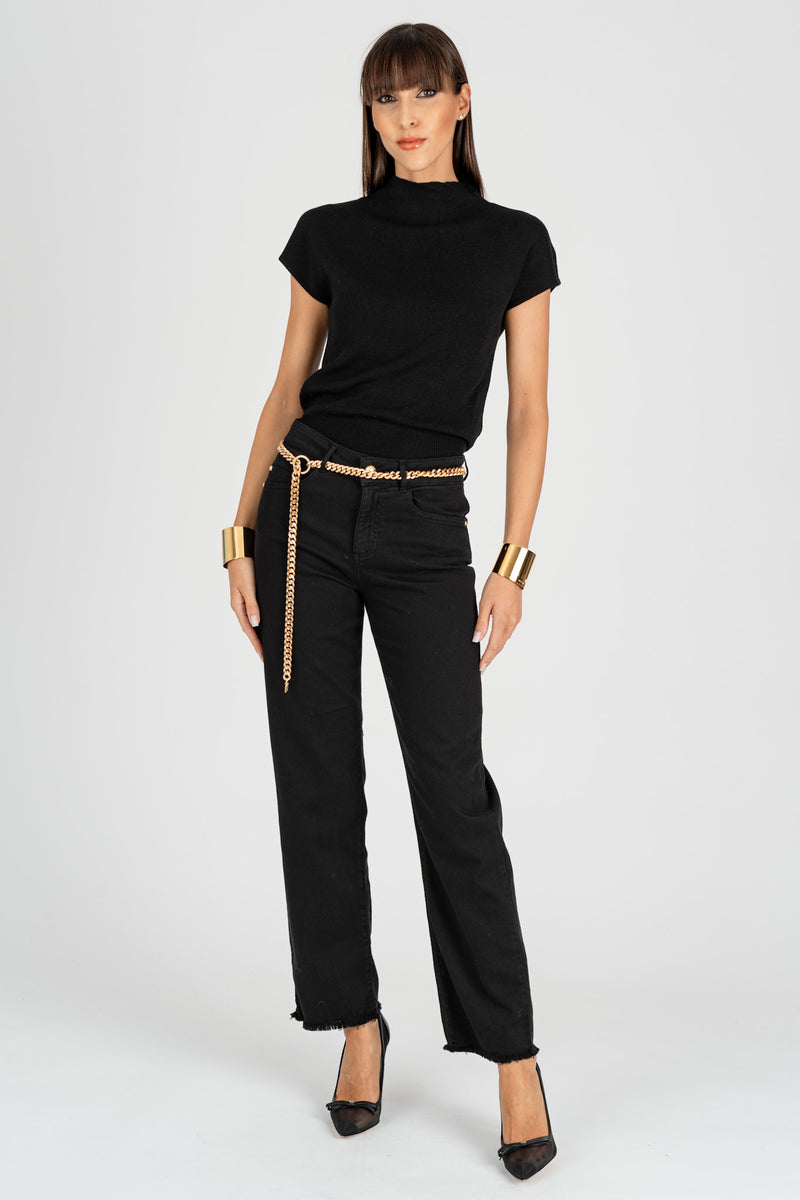 Pantalone con Cintura Catena Nero