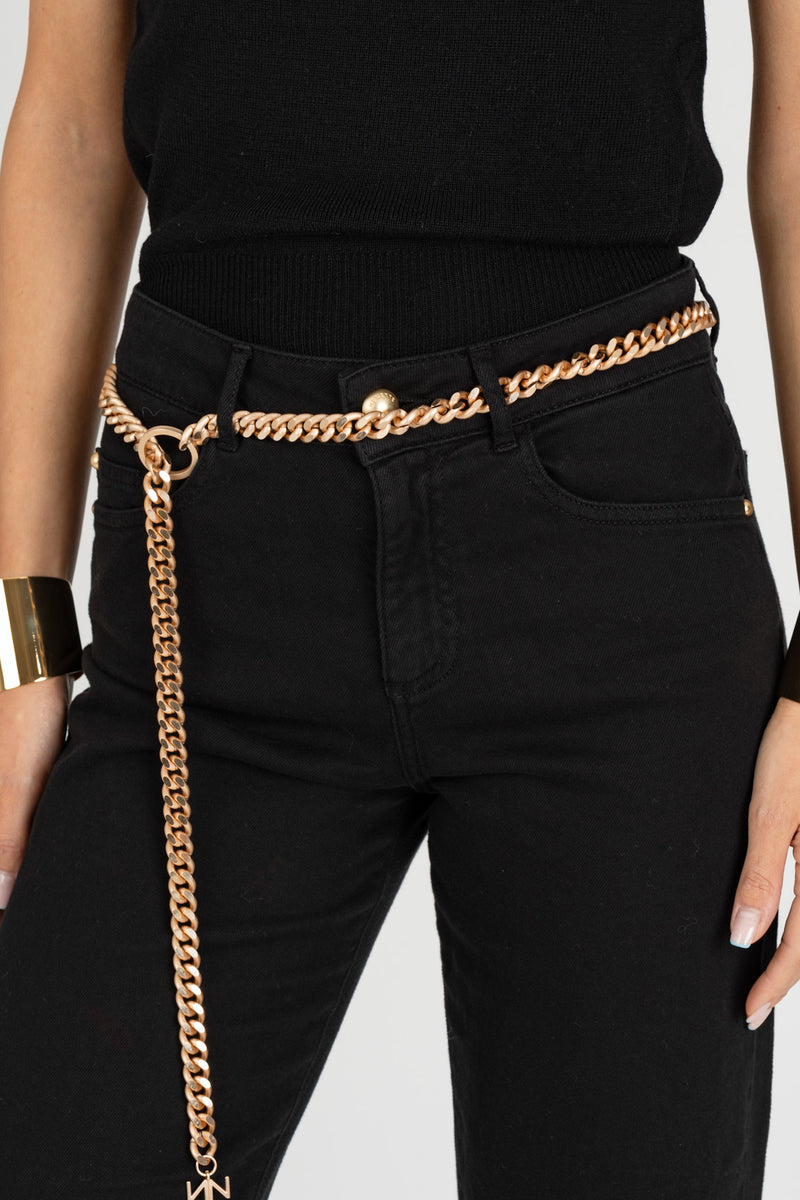 Pantalone con Cintura Catena Nero