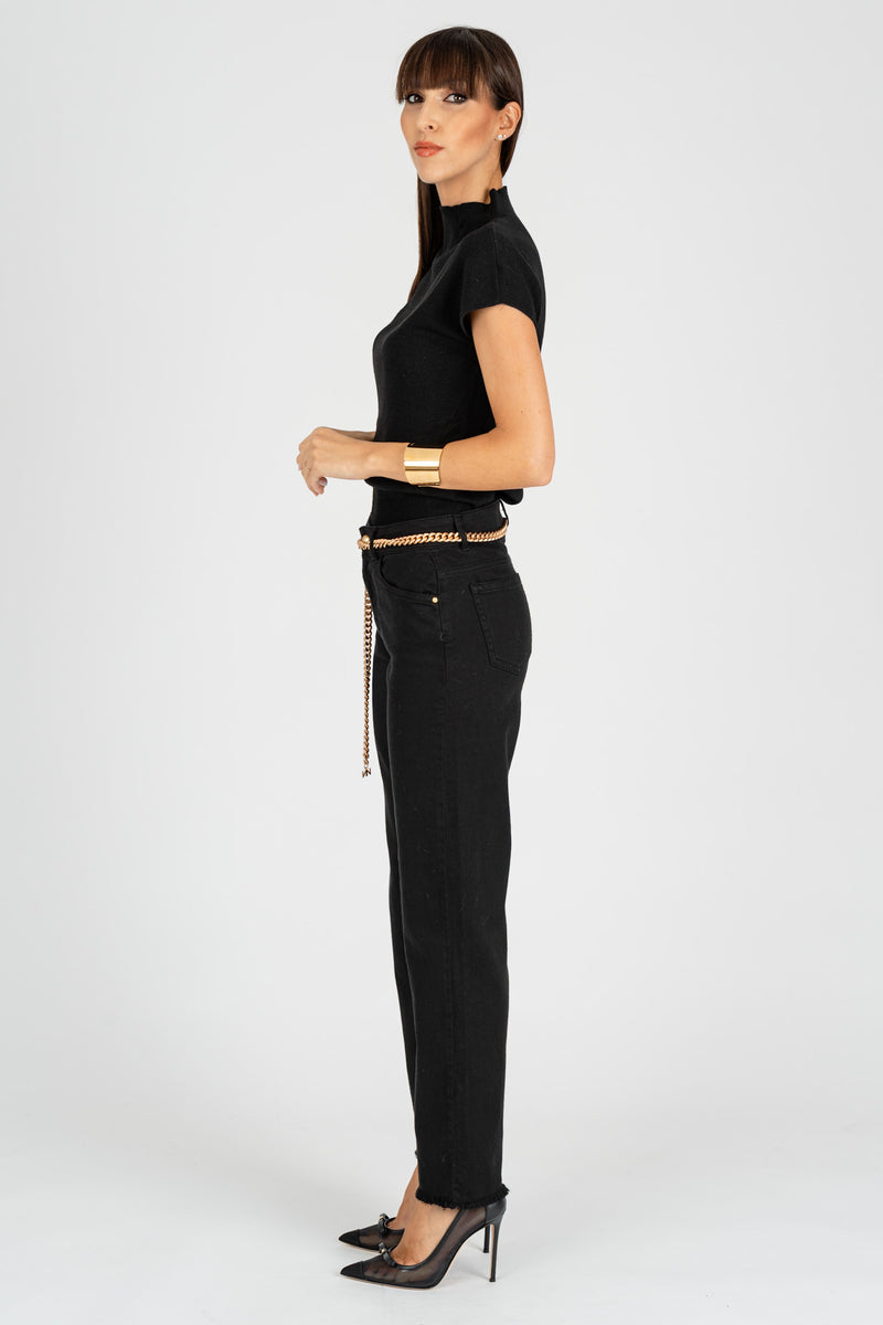 Pantalone con Cintura Catena Nero