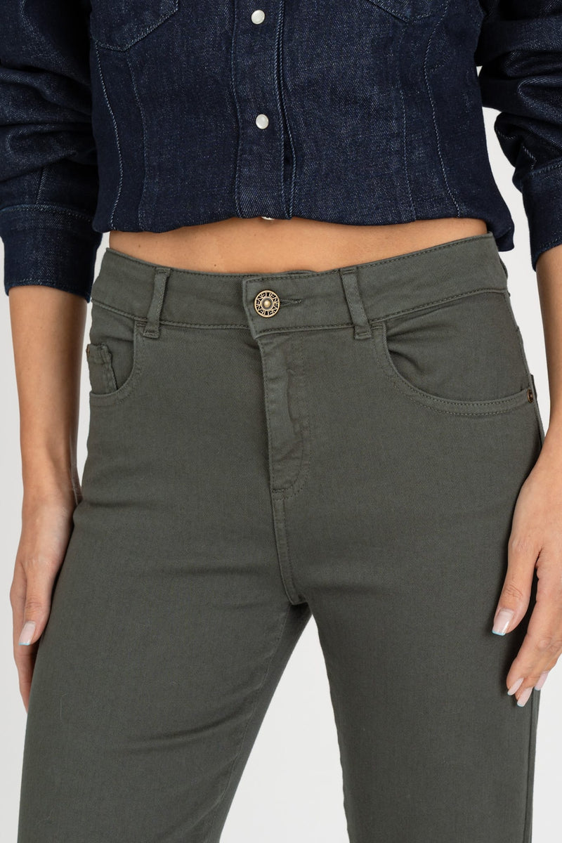 Pantalone Denim Verde Militare