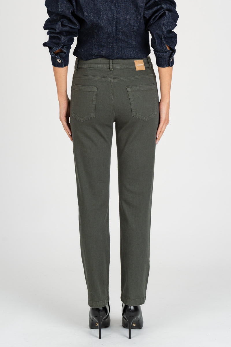 Pantalone Denim Verde Militare