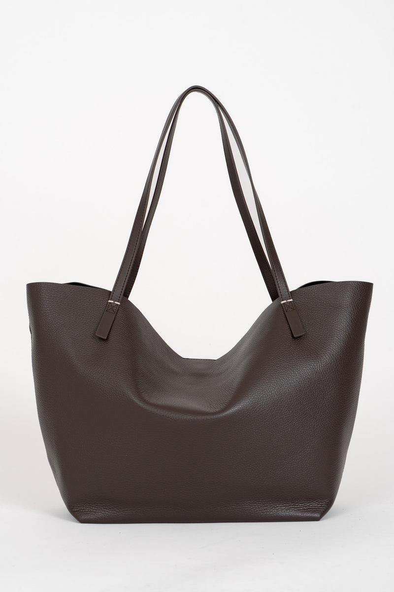 Borsa Shopping Pelle Martellata Deep Chocolate