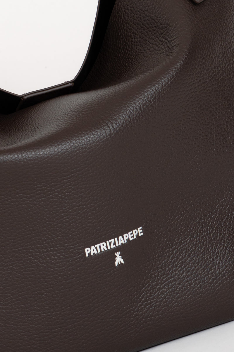 Borsa Shopping Pelle Martellata Deep Chocolate