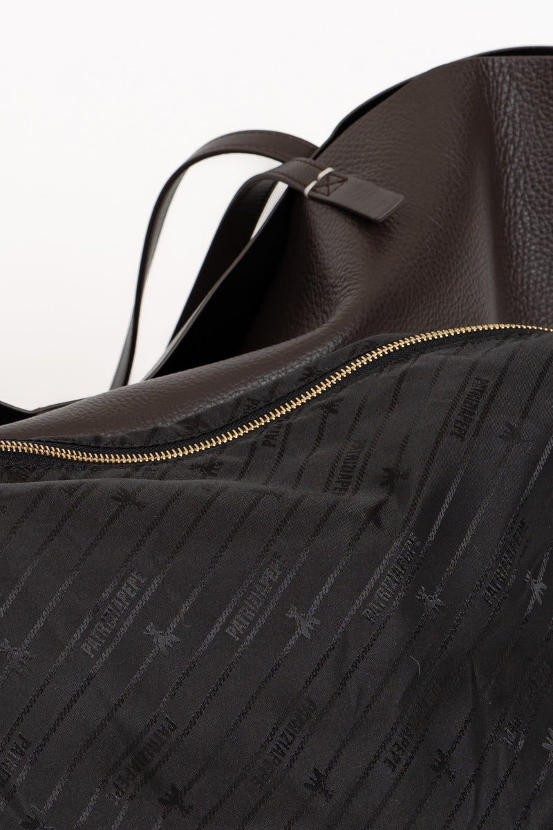 Borsa Shopping Pelle Martellata Deep Chocolate