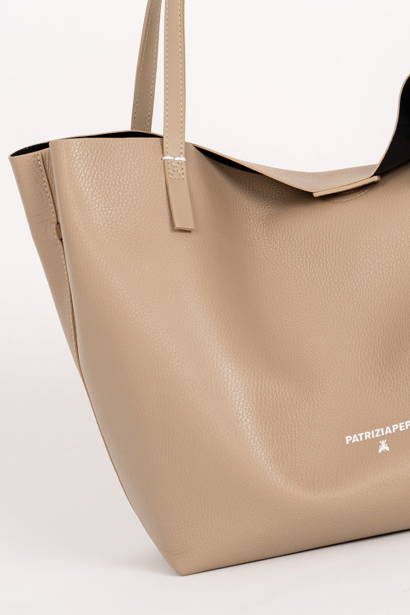 Borsa Shopping Pelle Martellata Winter Sand
