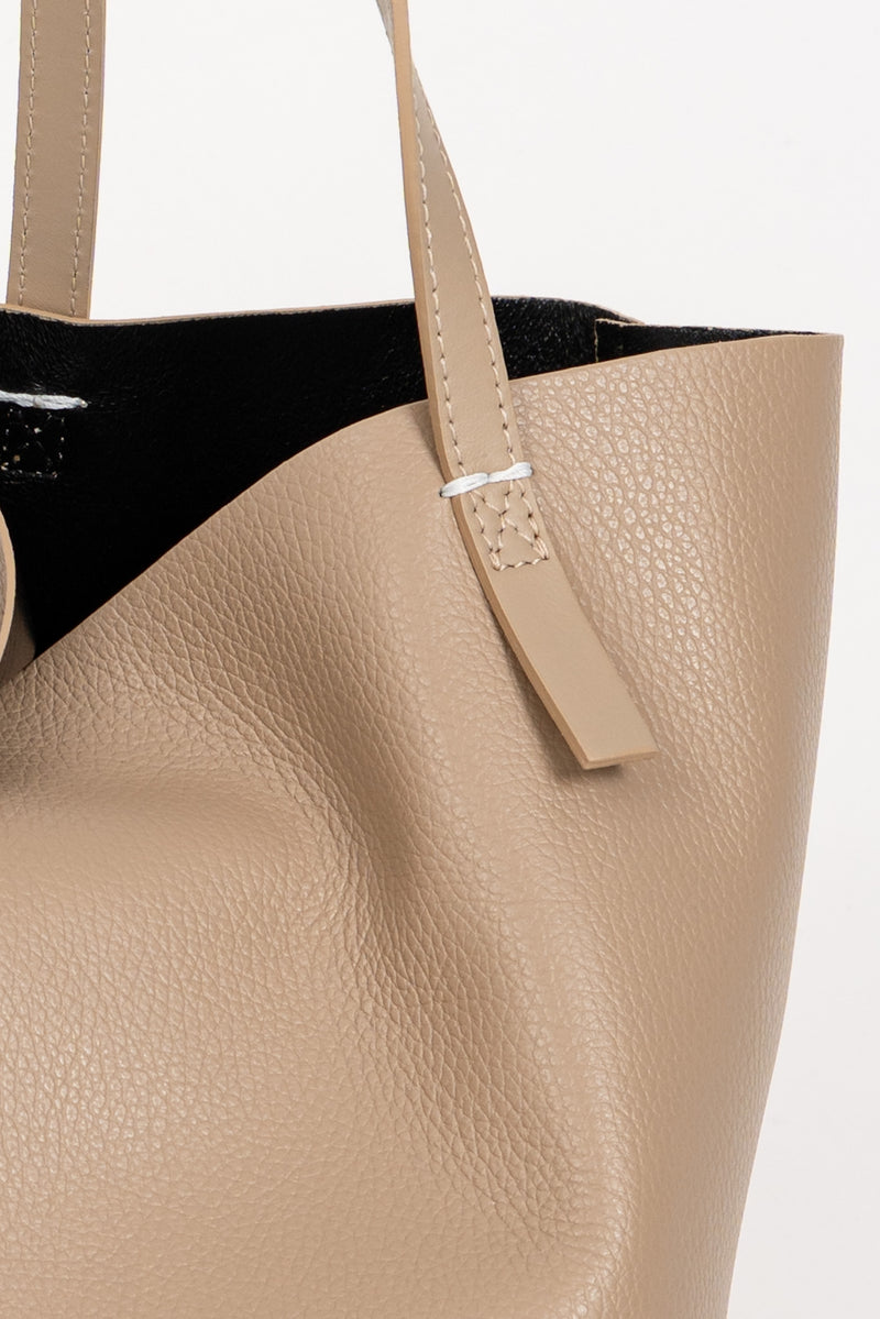Borsa Shopping Pelle Martellata Winter Sand