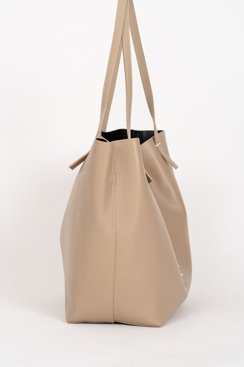 Borsa Shopping Pelle Martellata Winter Sand