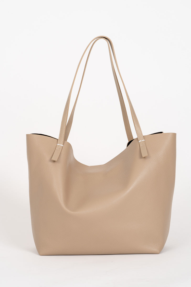 Borsa Shopping Pelle Martellata Winter Sand