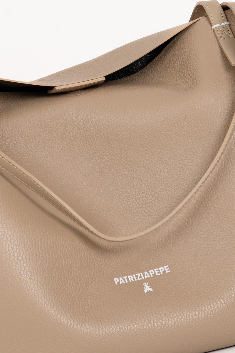 Borsa Shopping Pelle Martellata Winter Sand