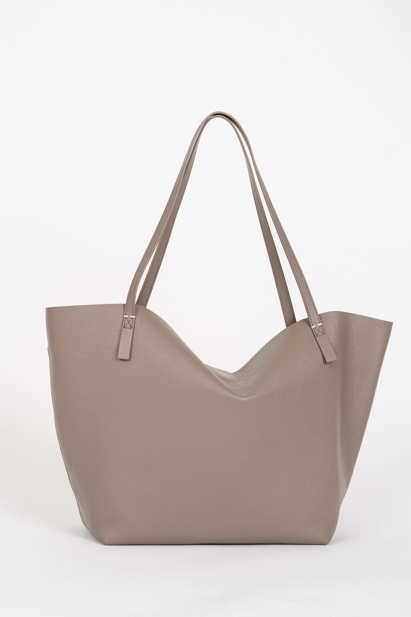 Borsa Shopping Pelle Martellata Dark Tatami