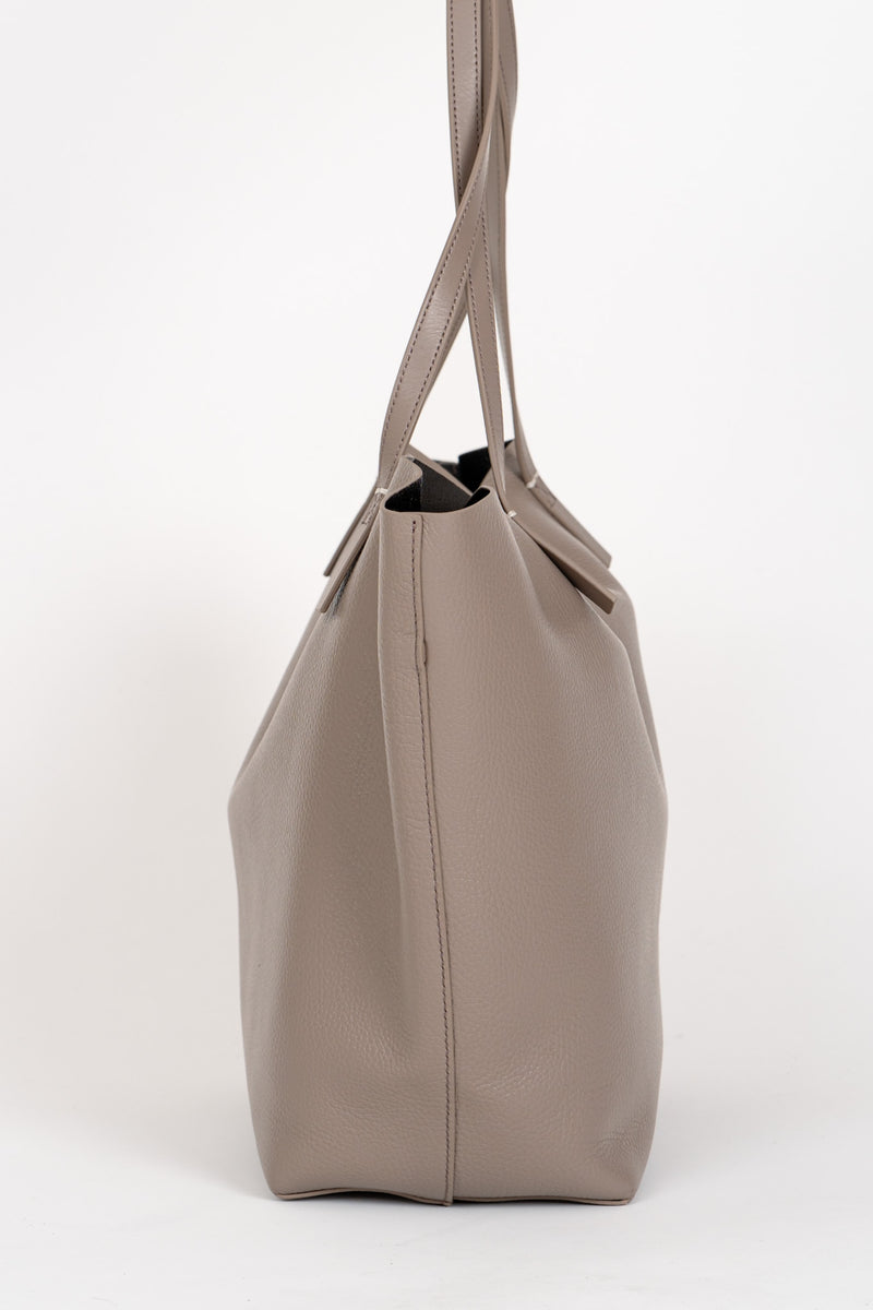 Borsa Shopping Pelle Martellata Dark Tatami