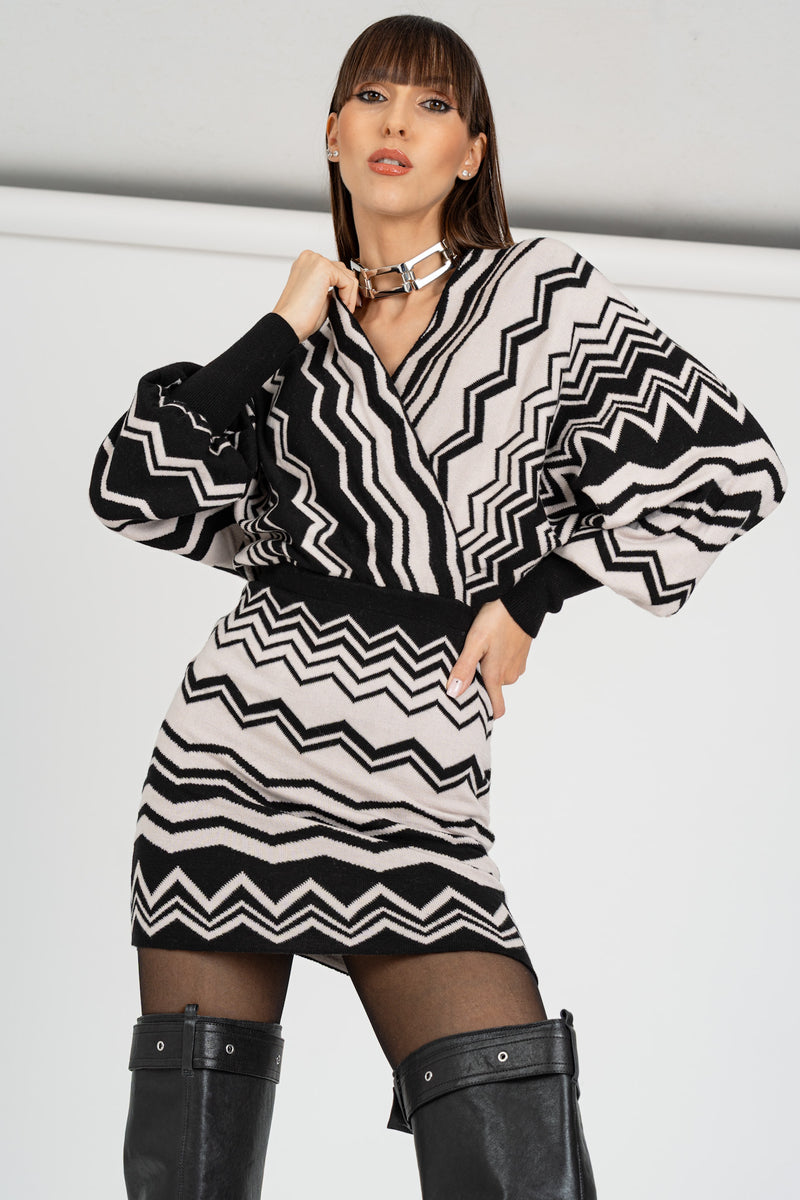 Abito in Jacquard Nero Burro