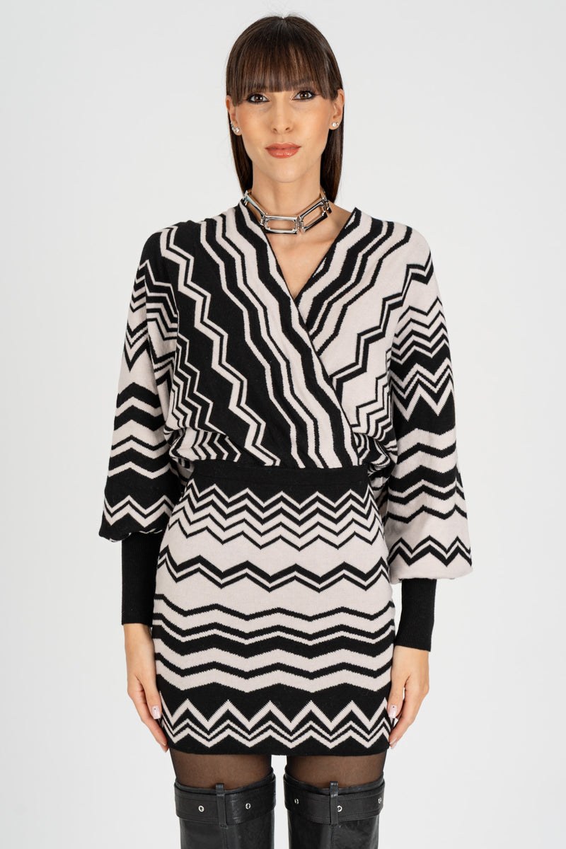 Abito in Jacquard Nero Burro