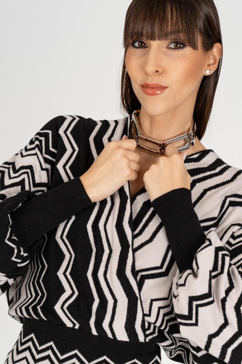 Abito in Jacquard Nero Burro