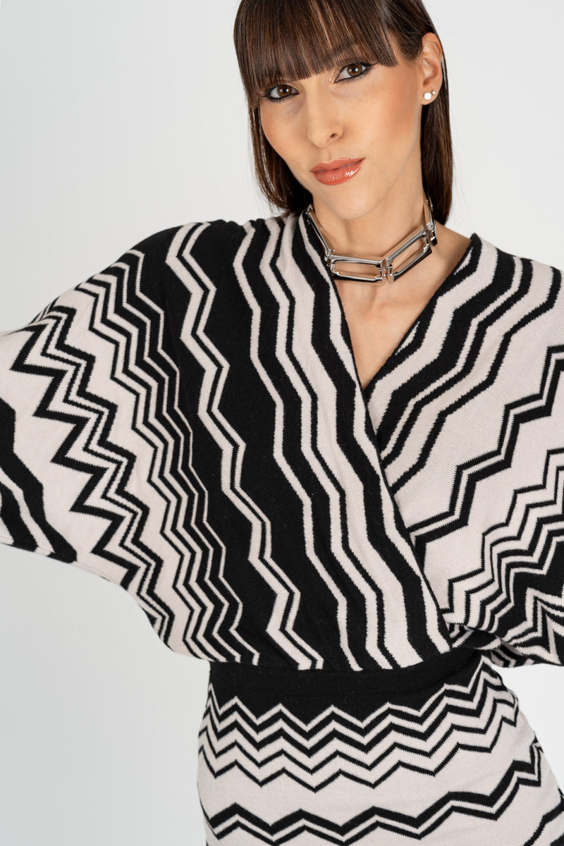 Abito in Jacquard Nero Burro