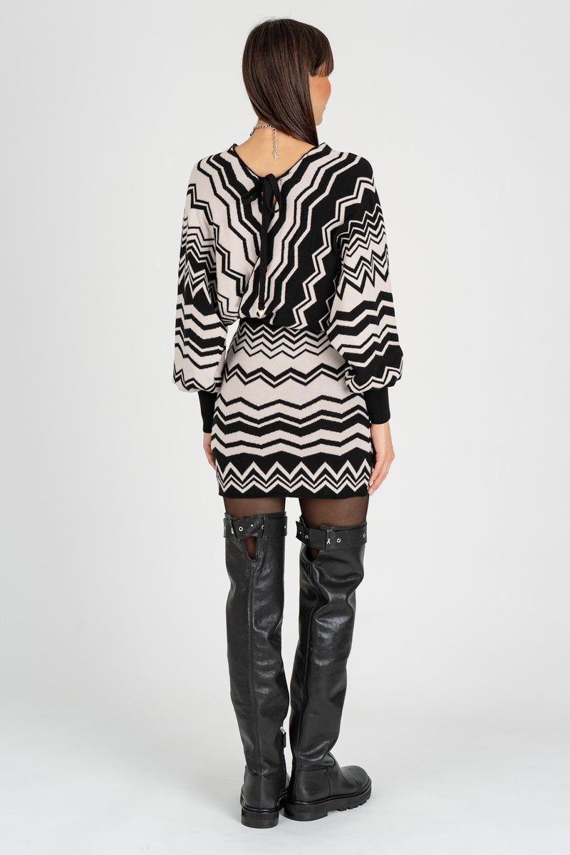 Abito in Jacquard Nero Burro