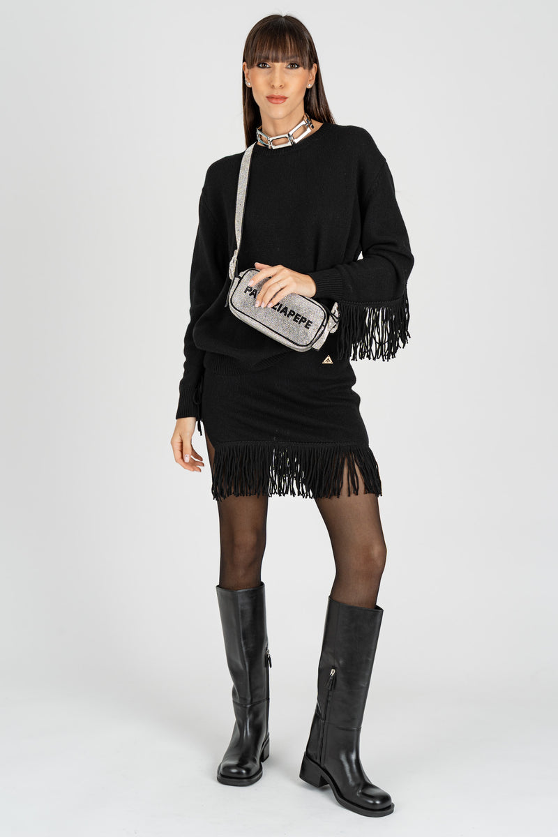 Maglia con Frange Nero