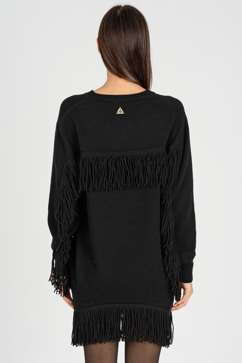 Maglia con Frange Nero