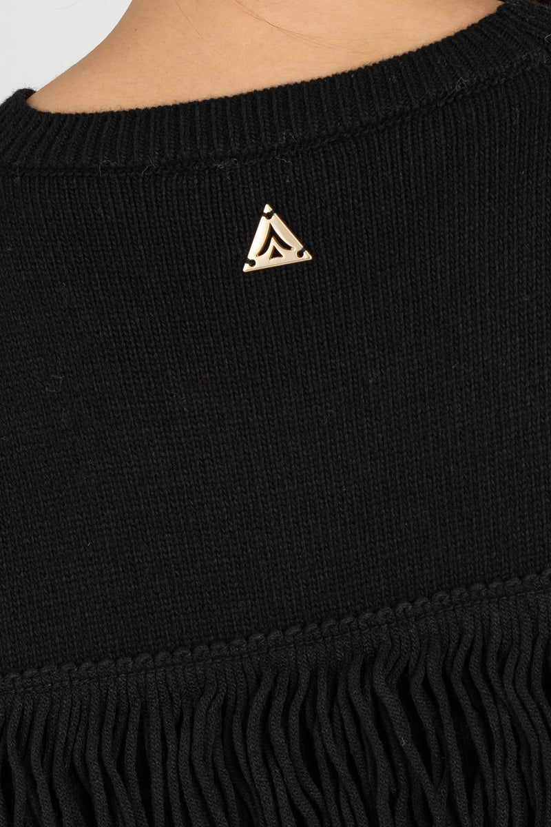Maglia con Frange Nero