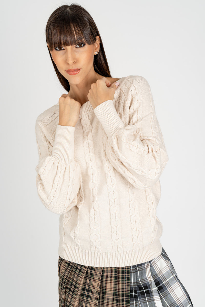 Maglia Pull Trecce Ecrù