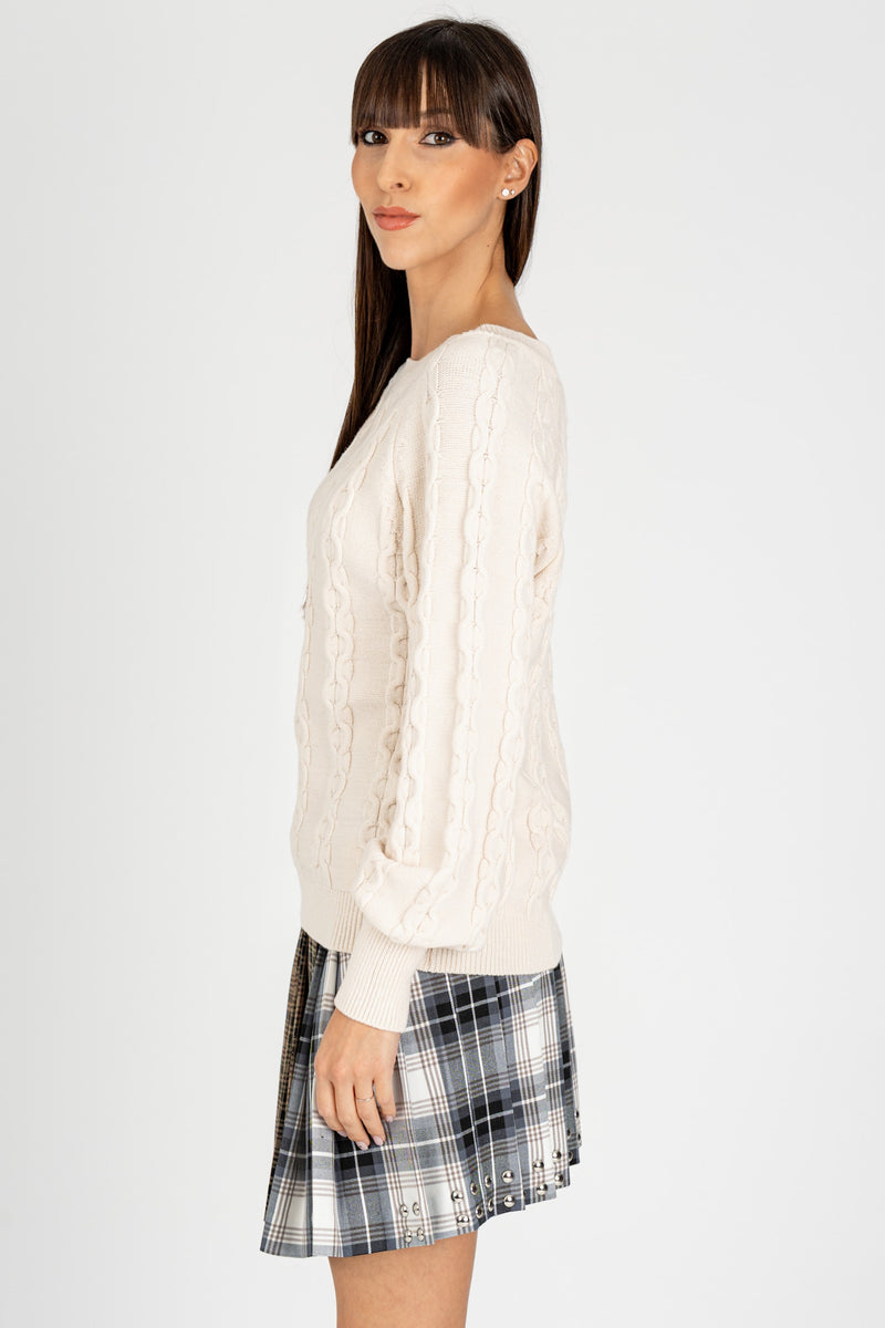 Maglia Pull Trecce Ecrù